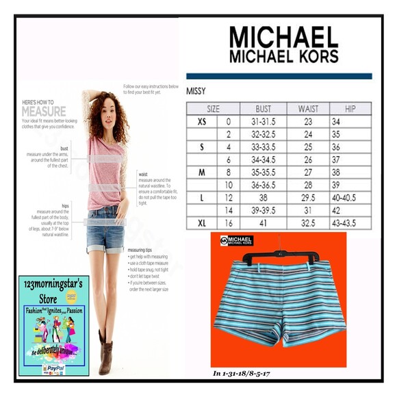 MICHAEL Michael Kors NEW Coastal PEACOCK Stripe Mini Short 12 - Picture 11 of 11